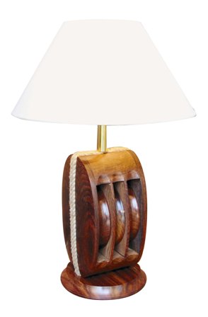 Lampe marine Poulie de voilier en bois - électrique 230V - Luminaires & lampes