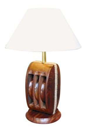 Lampe marine Poulie de voilier en bois - électrique 230V - Luminaires & lampes
